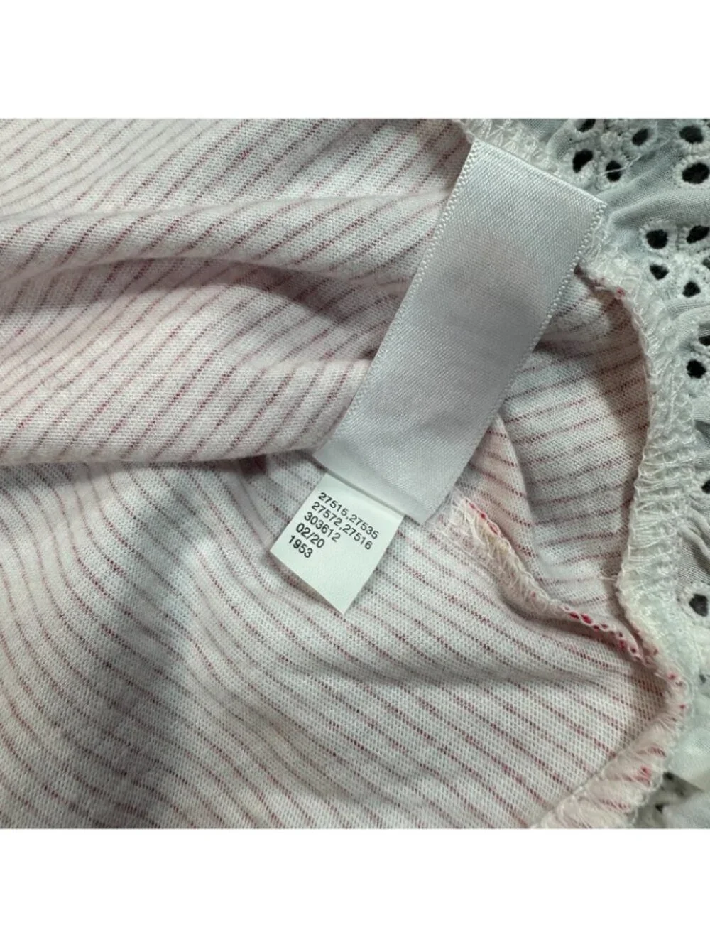 Justice Tank Top Girls 12 Pink Pinstripe Cotton Bow Detail Eyelet Hem Pullover